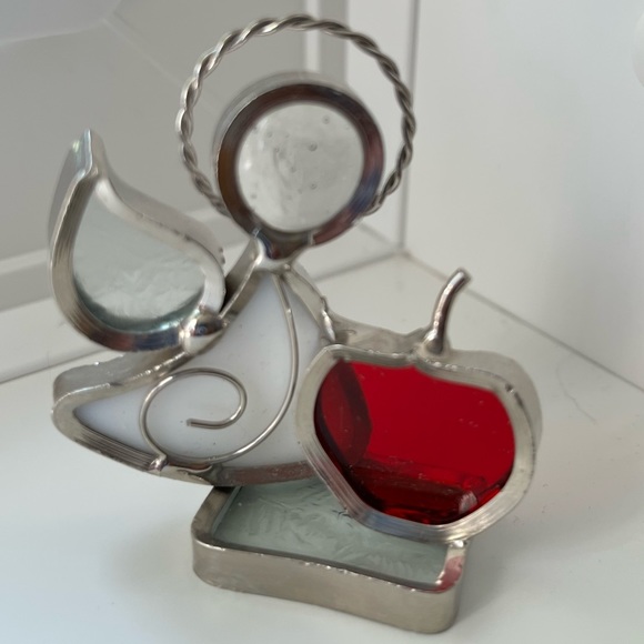 Small stained glass angel teacher with apple - Picture 4 of 5